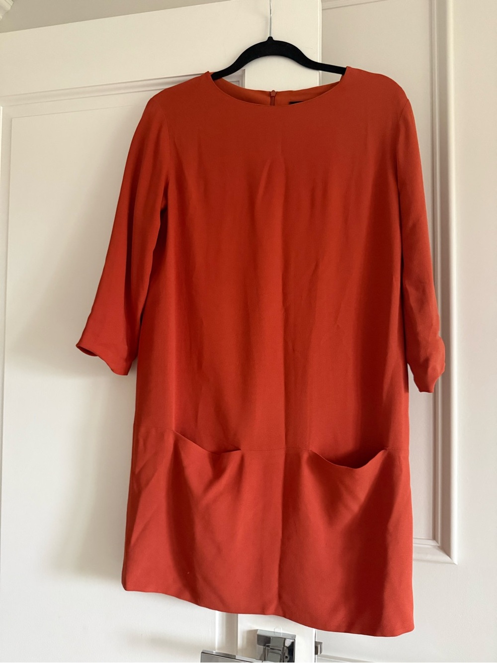 The Row Essentials Marina  Shift Dress  front patch pockets dress orange 6